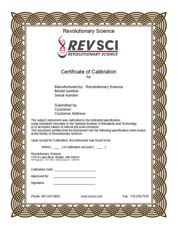 Certificate of Calibration