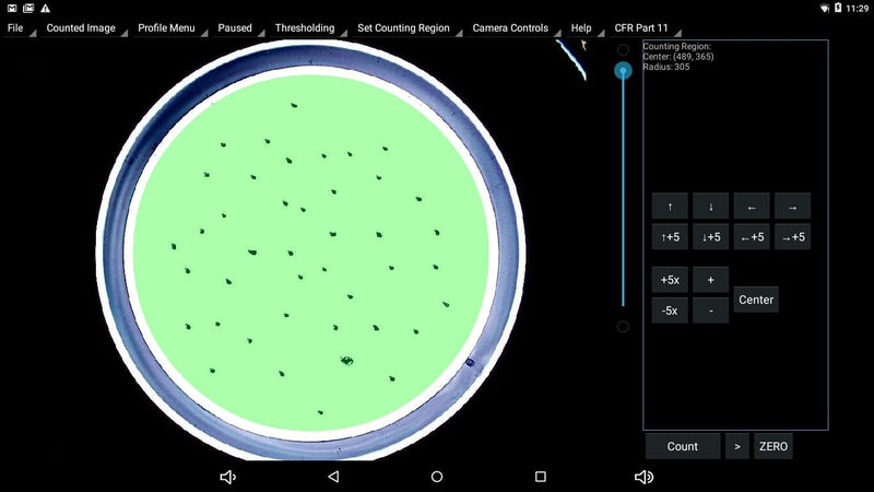 setting counting region on colony counter